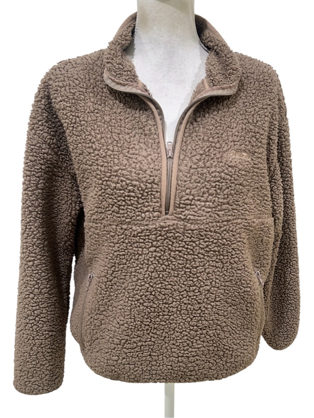 SKIMS outdoor teddy Sherpa fleece  half zip pullover stand up collar size small